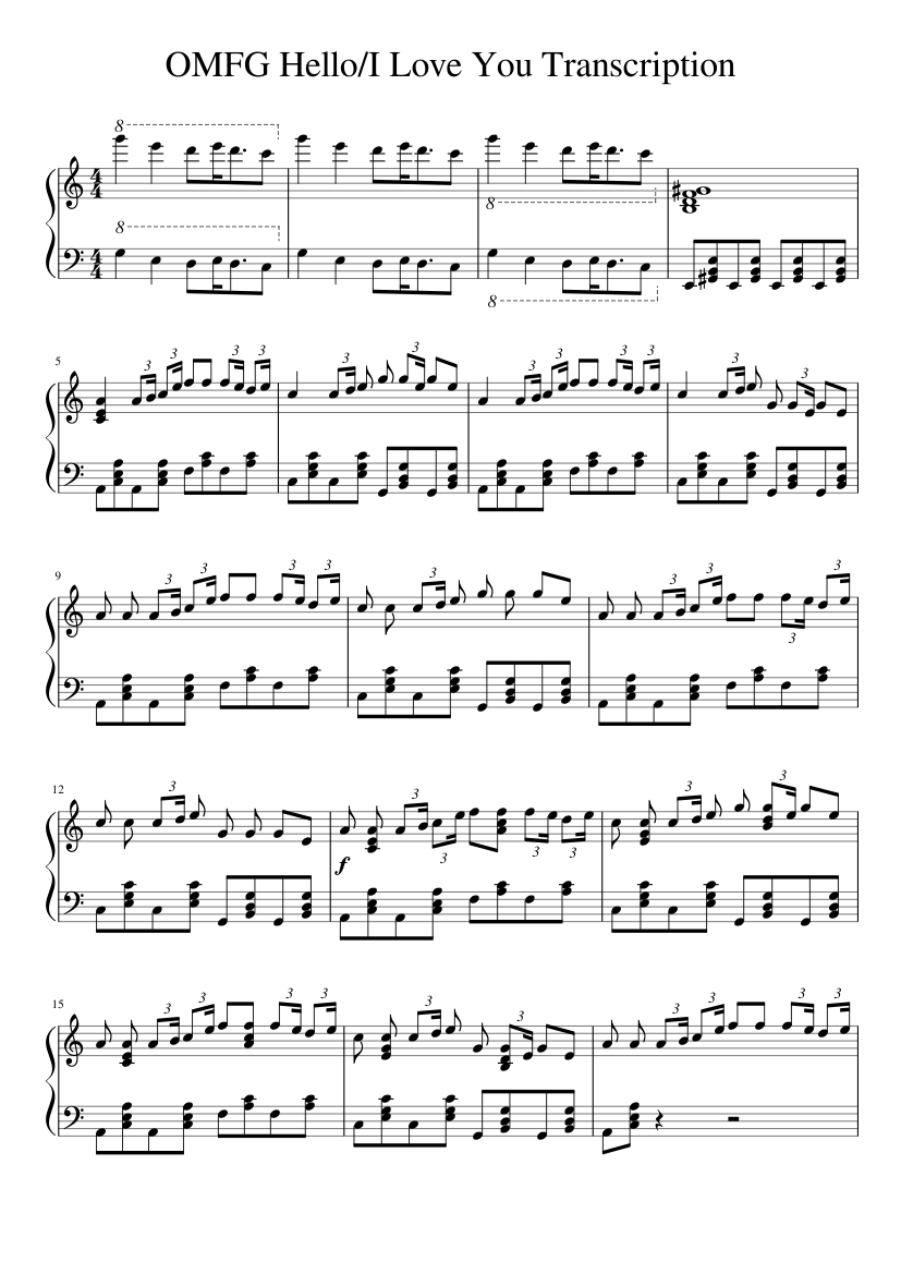 OMFG Hello/I Love You Remix Sheet Music For Piano | Download Free.