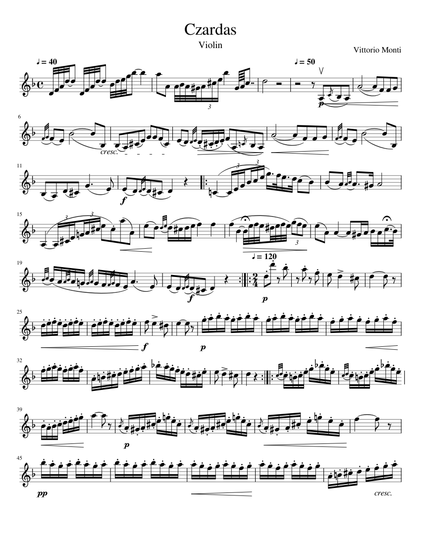 Czardas Sheet music for Violin (Solo) | Musescore.com