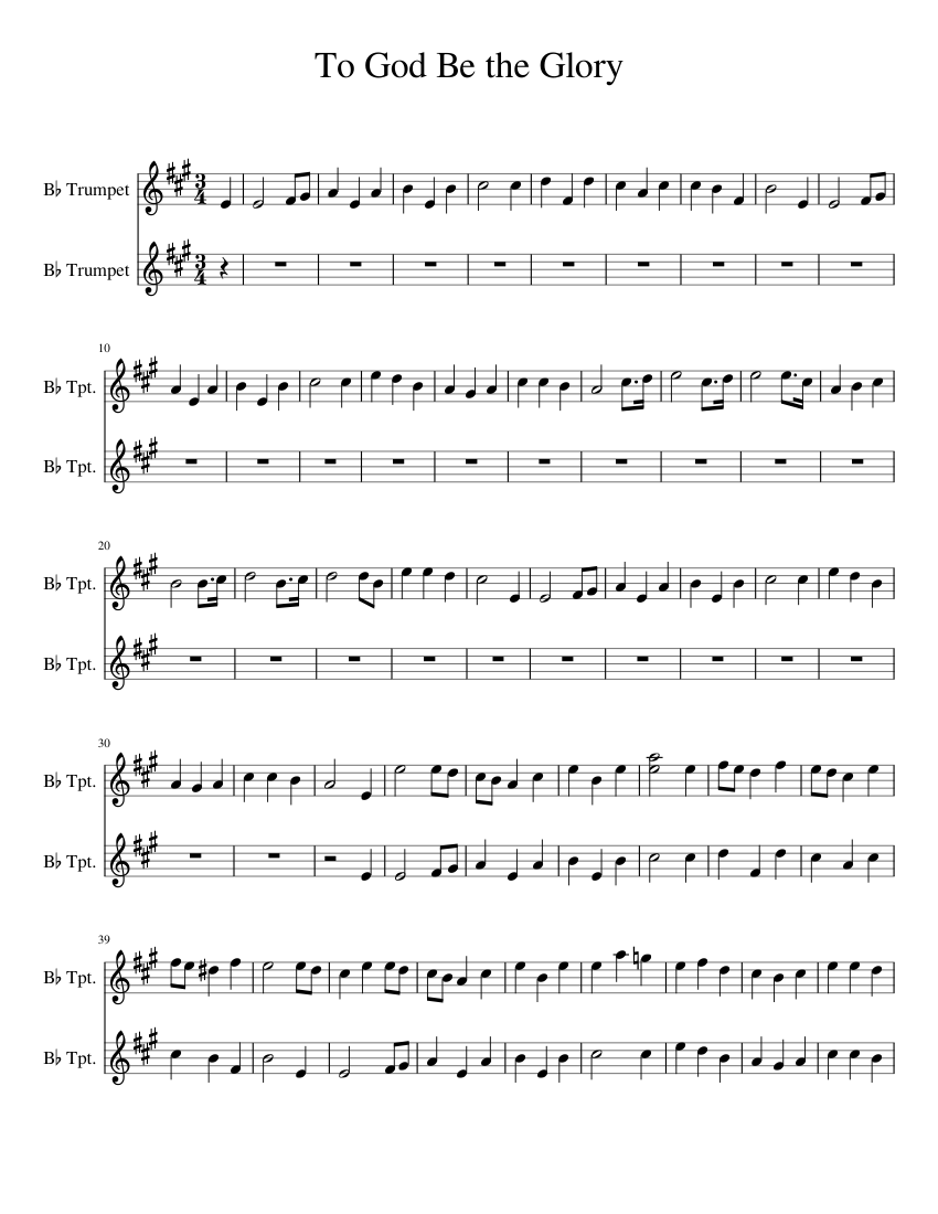 To God Be the Glory Sheet music for Trumpet Download free in PDF or