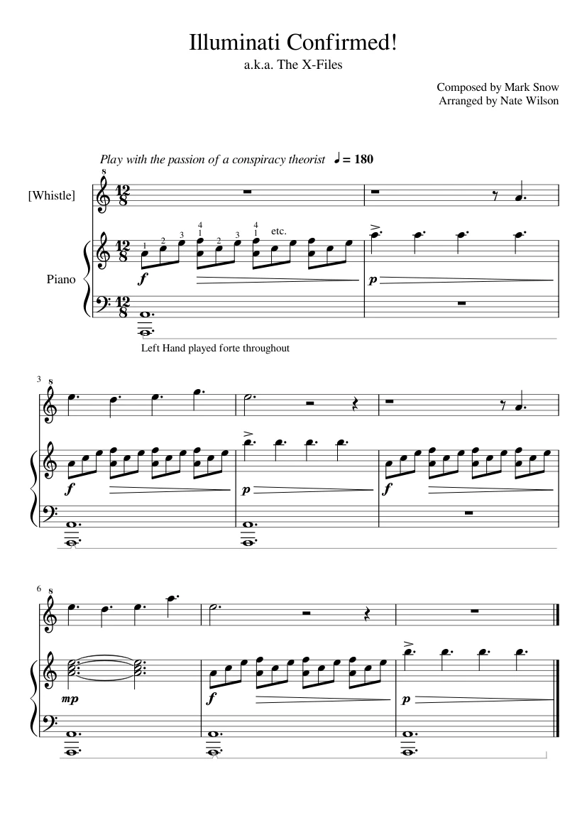 Illuminati Confirmed Sheet Music For Piano Recorder - 