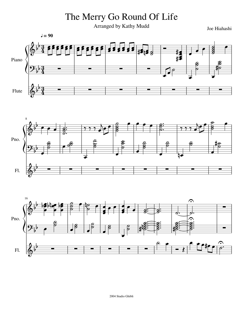 The Merry Go Round Of Life sheet music for Piano, Flute download free