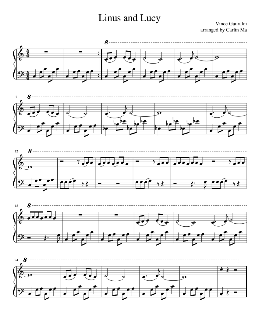Linus and Lucy sheet music for Piano download free in PDF or MIDI