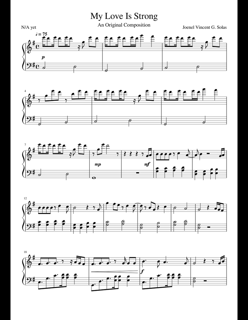 My Love Is Strong - An Original By Joenel Vincent Solas sheet music for