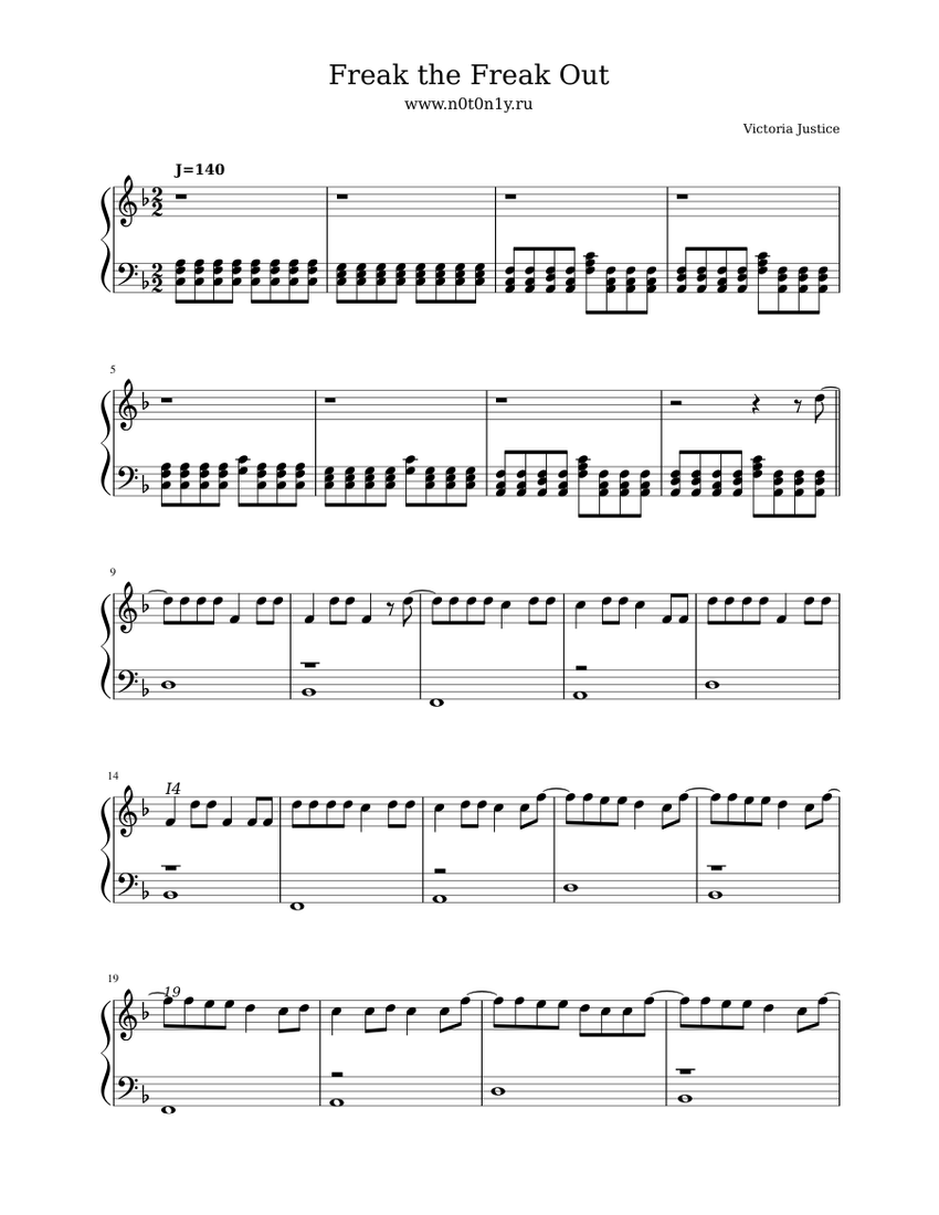 Victorious - Freak the Freak Out Sheet music for Piano (Solo