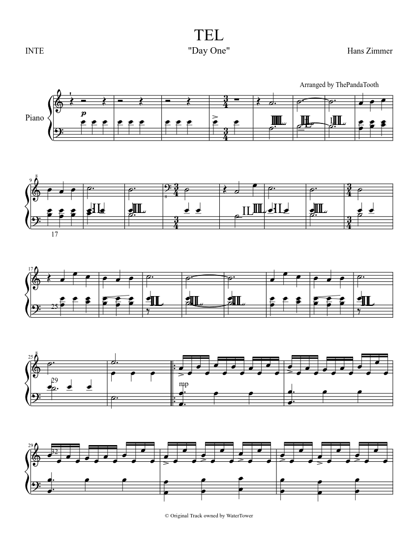 Day One (from Interstellar) sheet music for Piano download free in PDF