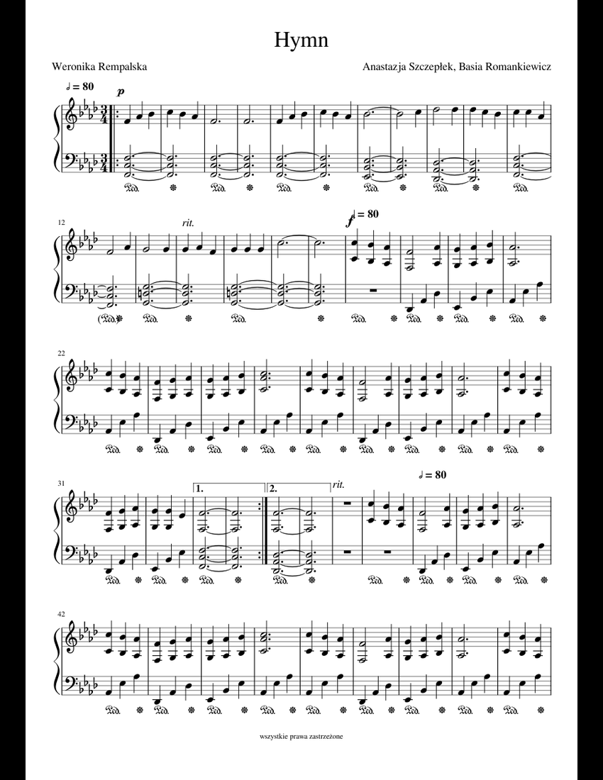 Hymn sheet music for Piano download free in PDF or MIDI