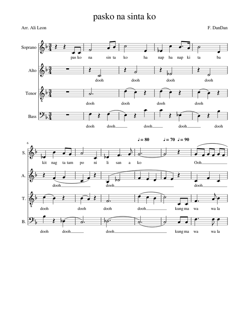 pasko na sinta ko Sheet music for Voice | Download free in PDF or MIDI ...