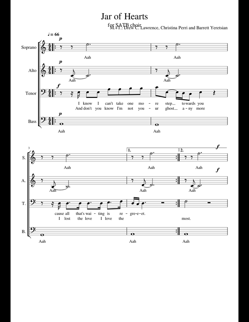 Jar of Hearts sheet music for Voice download free in PDF or MIDI