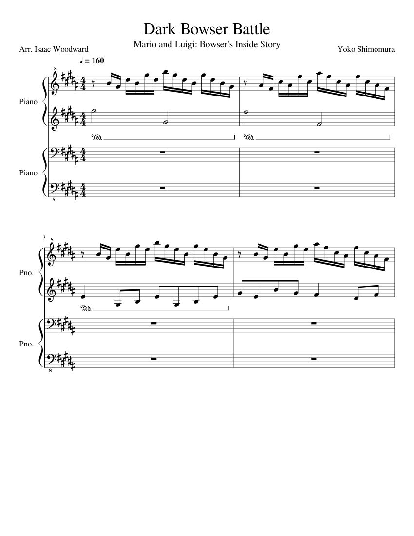 Dark Bowser Battle Sheet music for Piano Download free in PDF or MIDI