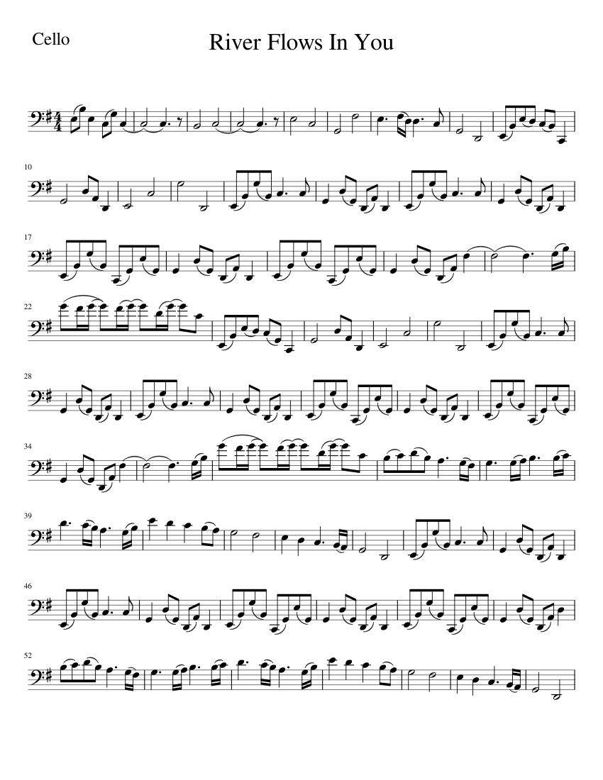 River Flows In You cello Sheet music for Piano | Download free in PDF
