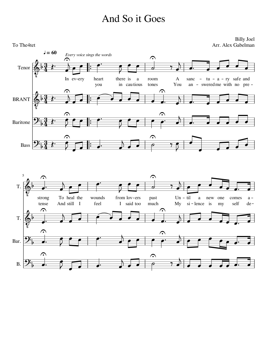 And So it Goes Sheet music for Voice | Download free in PDF or MIDI