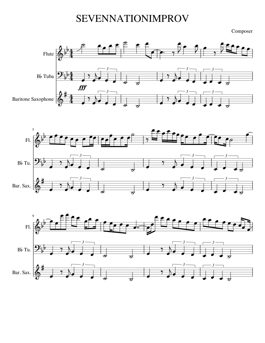 Seven Nation Army (Flute Improvisation) Sheet music for Flute, Tuba