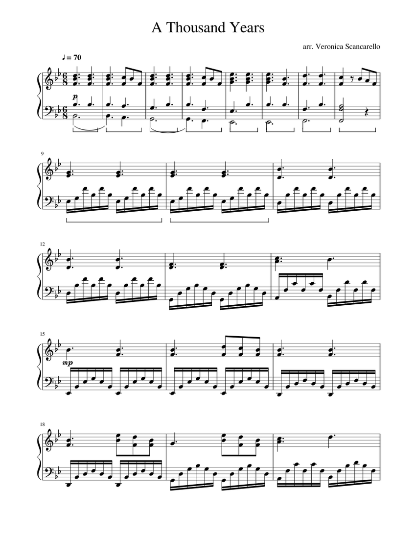 A Thousand Years Sheet music for Piano | Download free in PDF or MIDI
