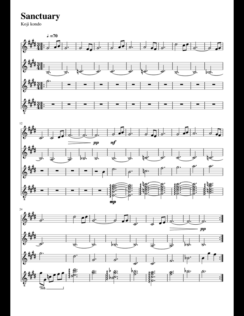 Sanctuary sheet music for Other Woodwinds, Percussion, Guitar download free in PDF or MIDI