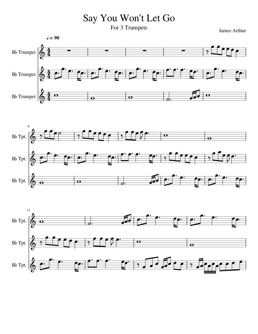 Say You Won't Let Go Trumpet Trio sheet music for Trumpet download free