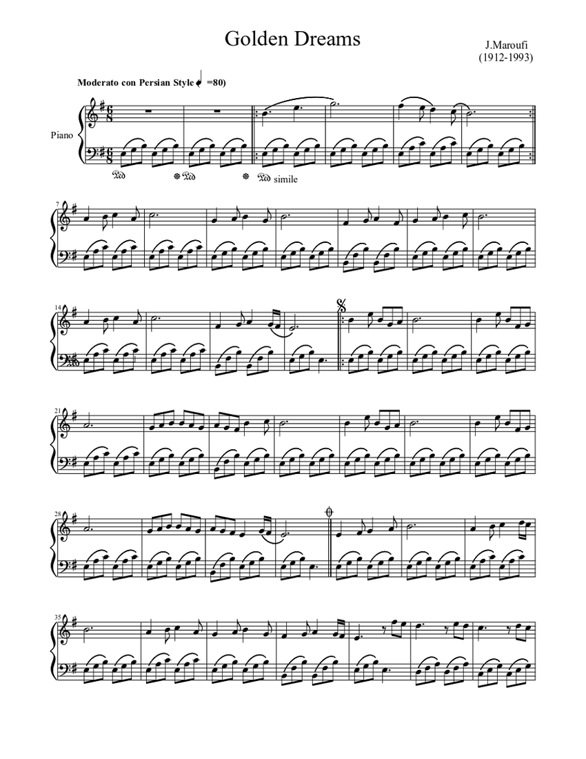 Golden Dreams Sheet music for Piano (Solo) | Musescore.com