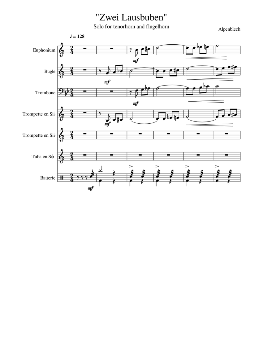 Zwei Lausbuben (Solo for Tenorhorn and Flugelhorn) Sheet music for Trumpet (In B Flat), Trombone