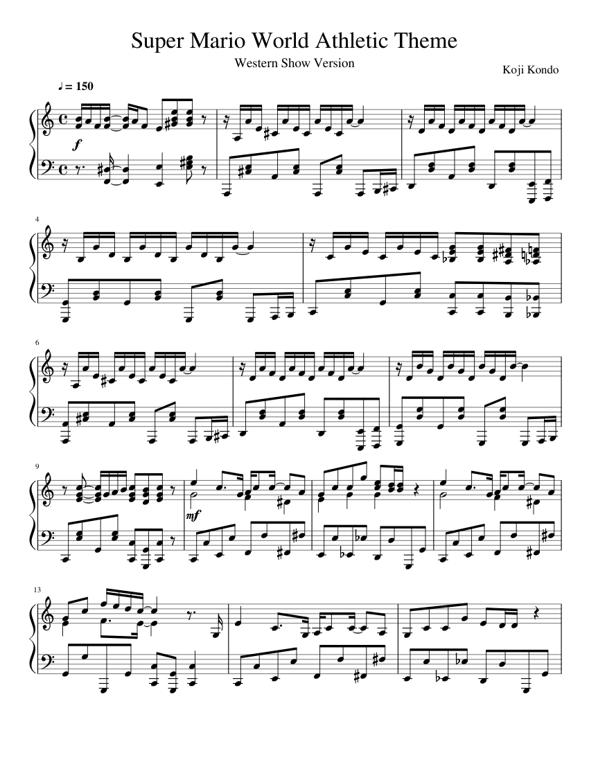 Super Mario World Athletic Theme sheet music for Piano download free in