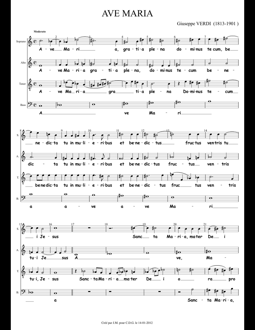 AVE MARIA sheet music for Piano download free in PDF or MIDI