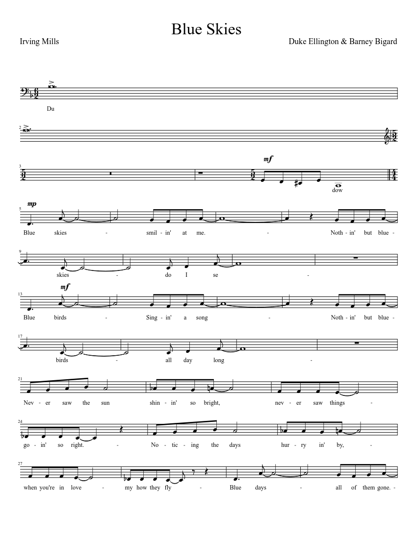 Blue Skies Sheet music | Musescore.com