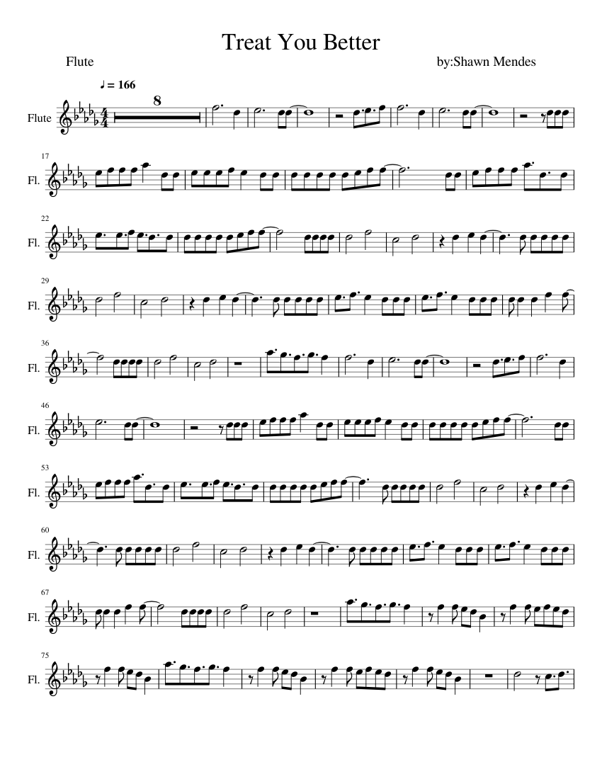 Treat You Better Flute Sheet Music For Piano Flute Solo Musescore Com