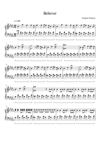 Imagine Dragons Sheet Music Free Download In Pdf Or Midi On Musescore Com - roblox piano songs sheet imagine dragons