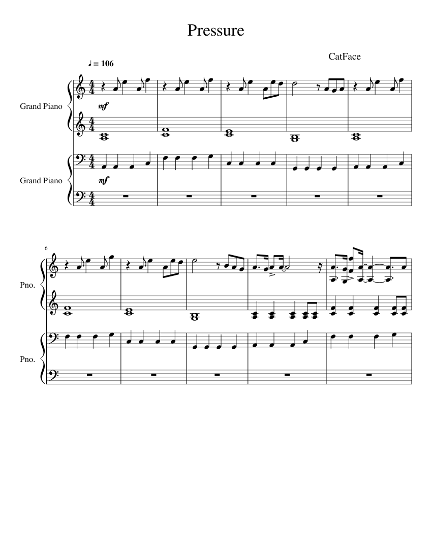 Pressure sheet music for Piano download free in PDF or MIDI