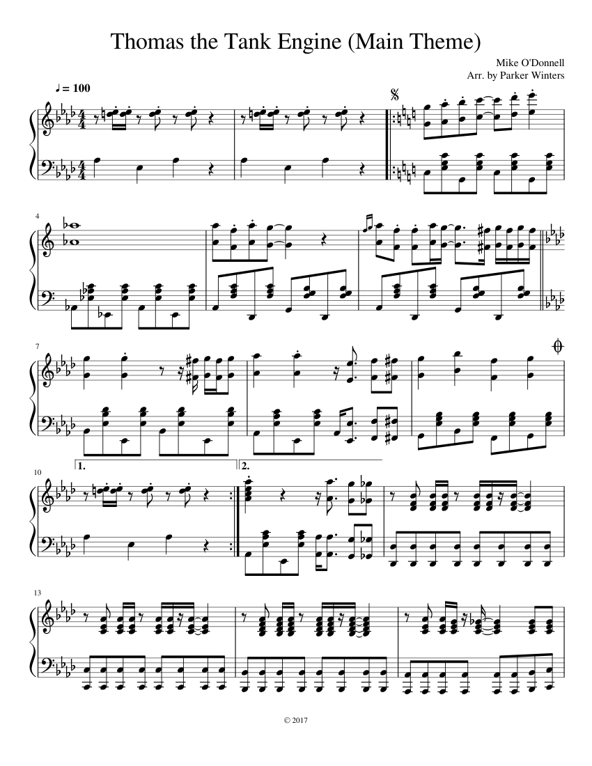 Main Theme Thomas the Tank Engine sheet music for Piano download free in PDF or MIDI Main Theme Thomas the Tank Engine sheet music for Piano download free in PDF or MIDI