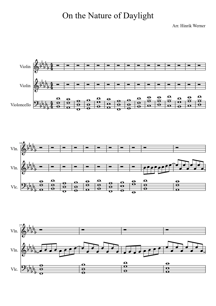 On The Nature Of Daylight Sheet Music - Epic Sheet Music