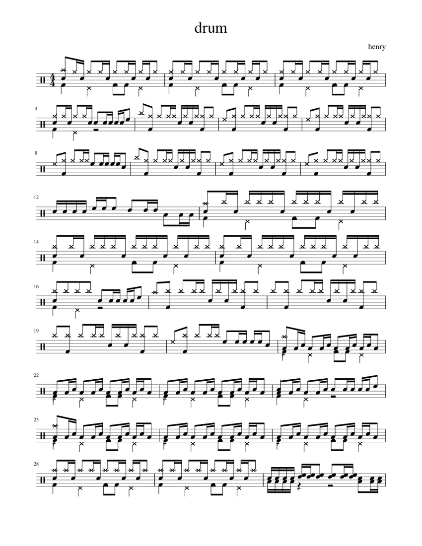 Drum Set Song Sheet music for Drum Group (Solo) | Musescore.com