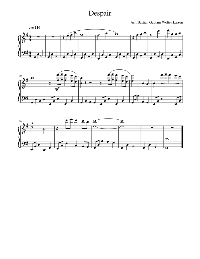 Despair (Naruto) Sheet music for Harp Download free in PDF or MIDI