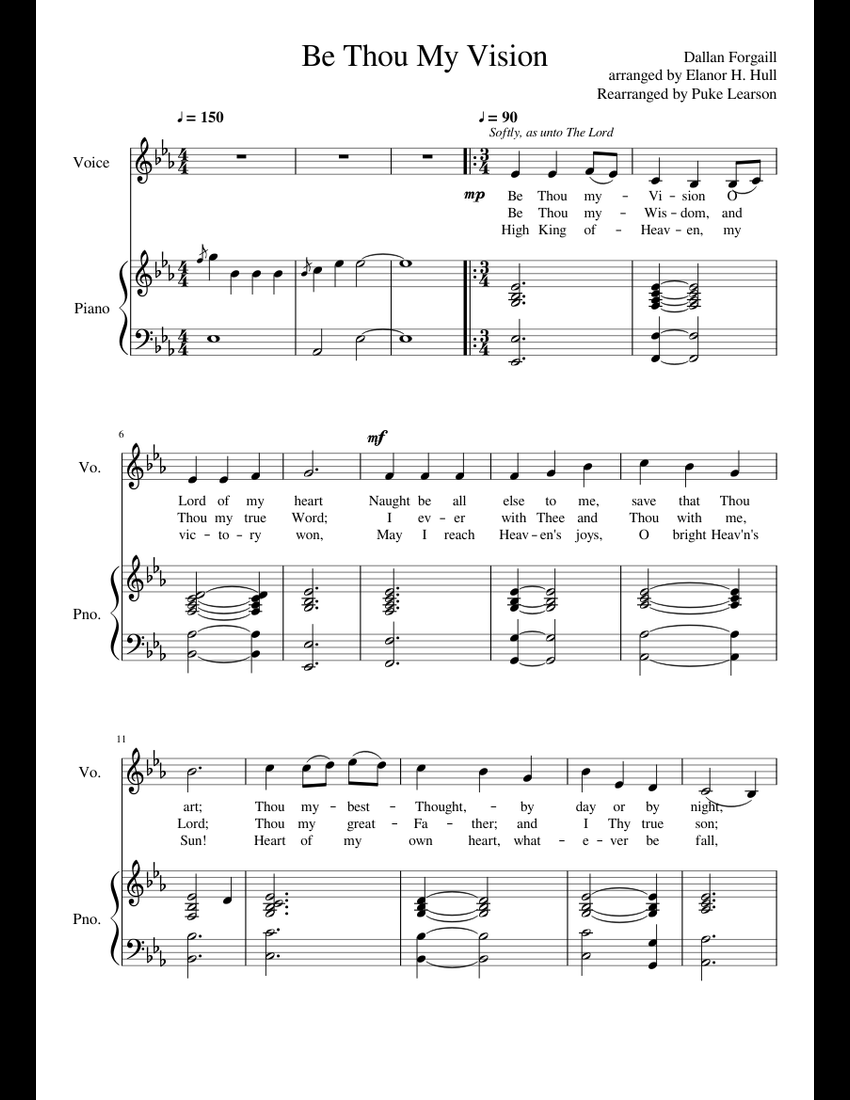 Be Thou My Vision sheet music for Piano, Voice download free in PDF or MIDI