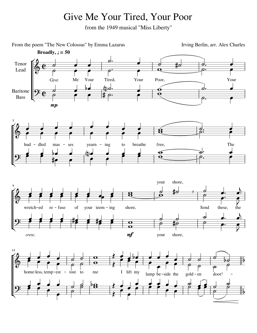 Give Me Your Tired Your Poor Sheet Music Musescore Give me your tired your poor sheet music musescore