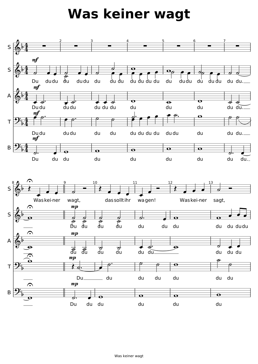 Was Keiner Wagt Sheet Music For Piano Download Free In Pdf Or