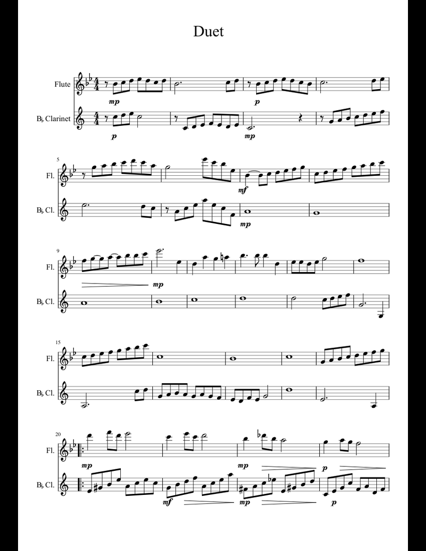 Duet sheet music download free in PDF or MIDI