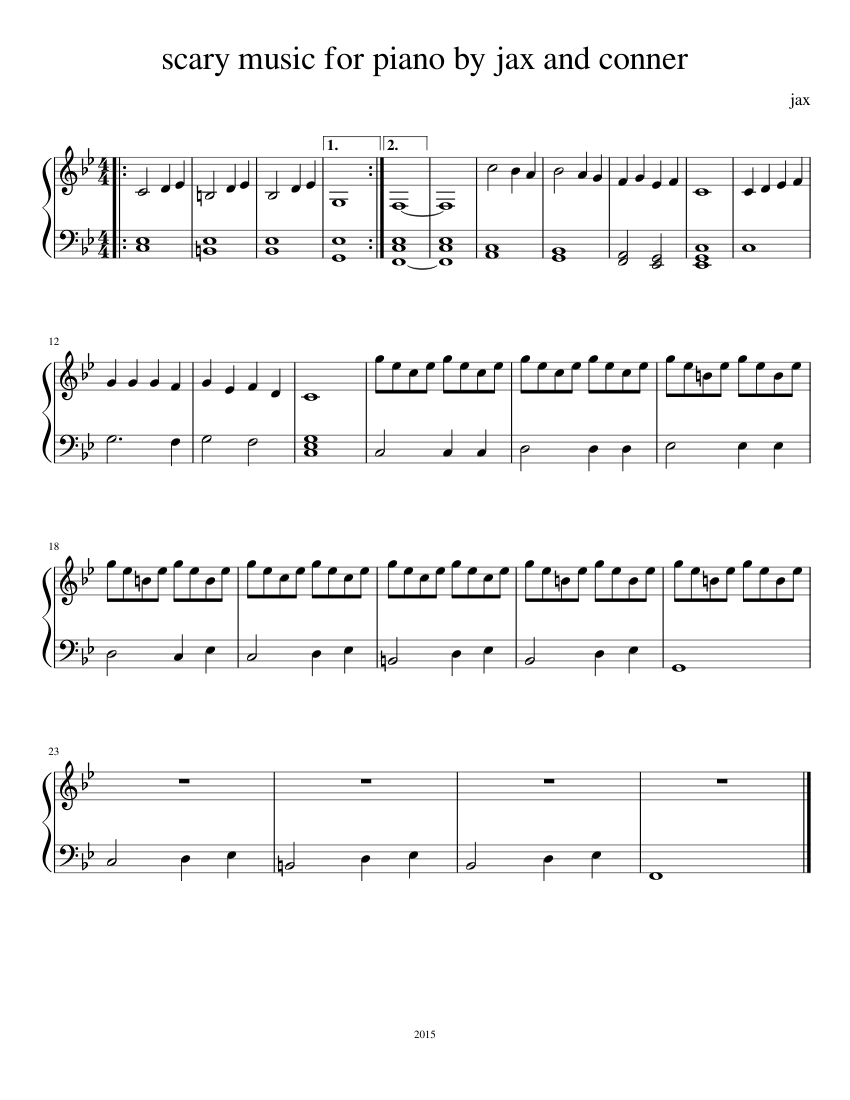 Scary music for piano by jax and conner Sheet music for Piano