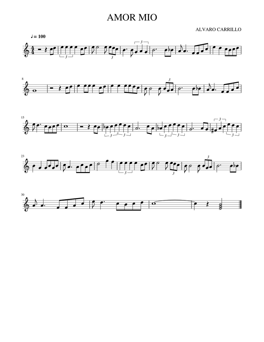 AMOR MIO Sheet music for Voice | Download free in PDF or MIDI