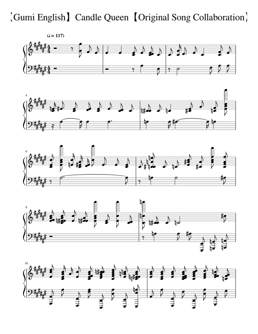 Software Transcription 1 Instr Ghost Ft Gumi English Candle Queen Sheet Music For Piano Download Free In Pdf Or Midi Musescore Com