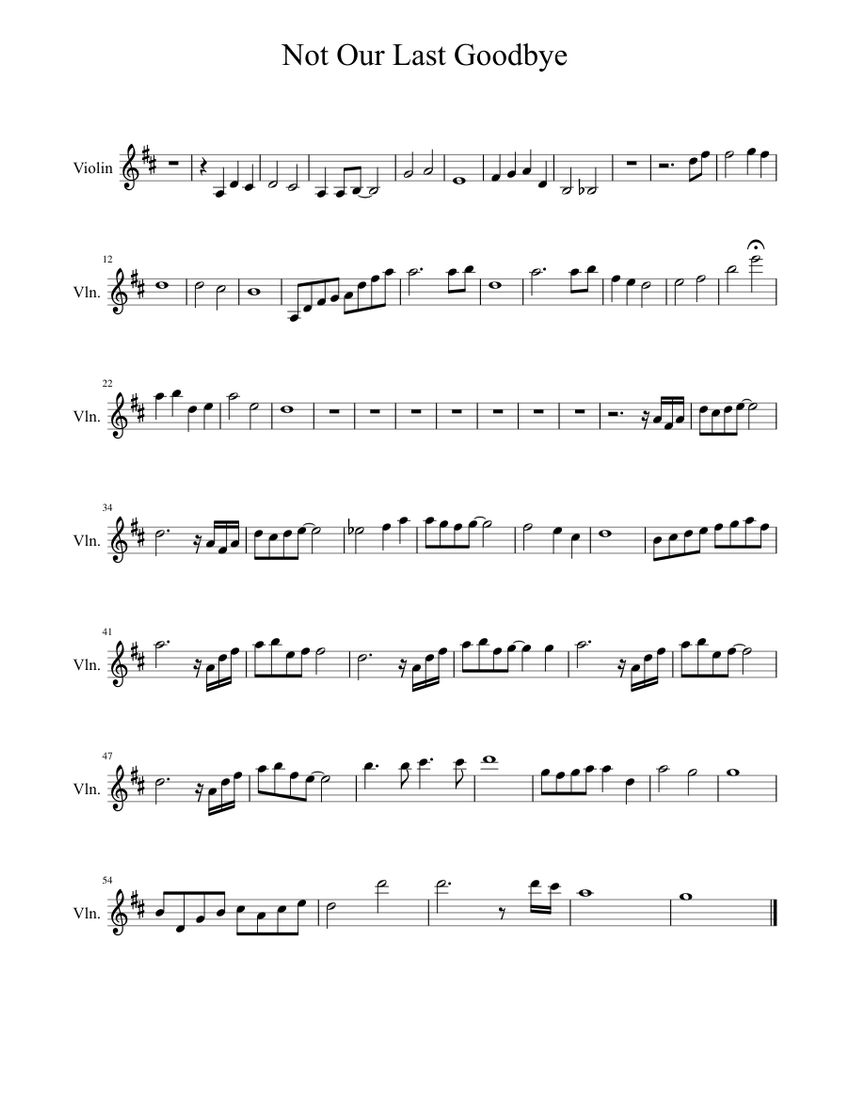 Not Our Last Goodbye Sheet music for Violin | Download free in PDF or ...