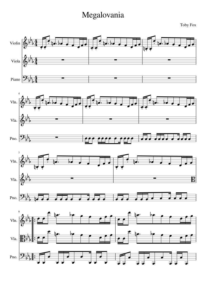 Undertale Megalovania Violin And Viola Duet Sheet Music For
