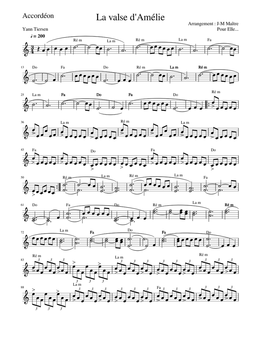 La Valse d'Amélie Sheet music for Piano | Download free in PDF or MIDI