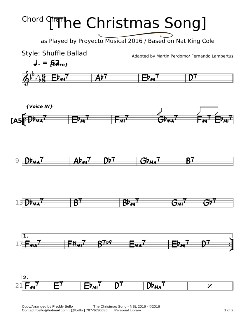 [The Christmas Song] Sheet music for Piano (Solo) | Musescore.com