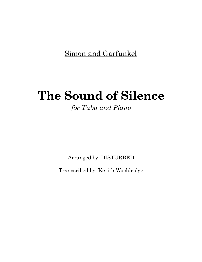 The Sound of Silence (Disturbed Version) sheet music for Piano, Tuba