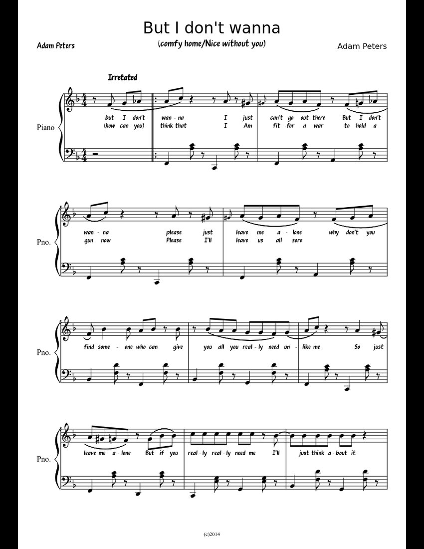 But I Don't Wanna sheet music for Piano download free in PDF or MIDI