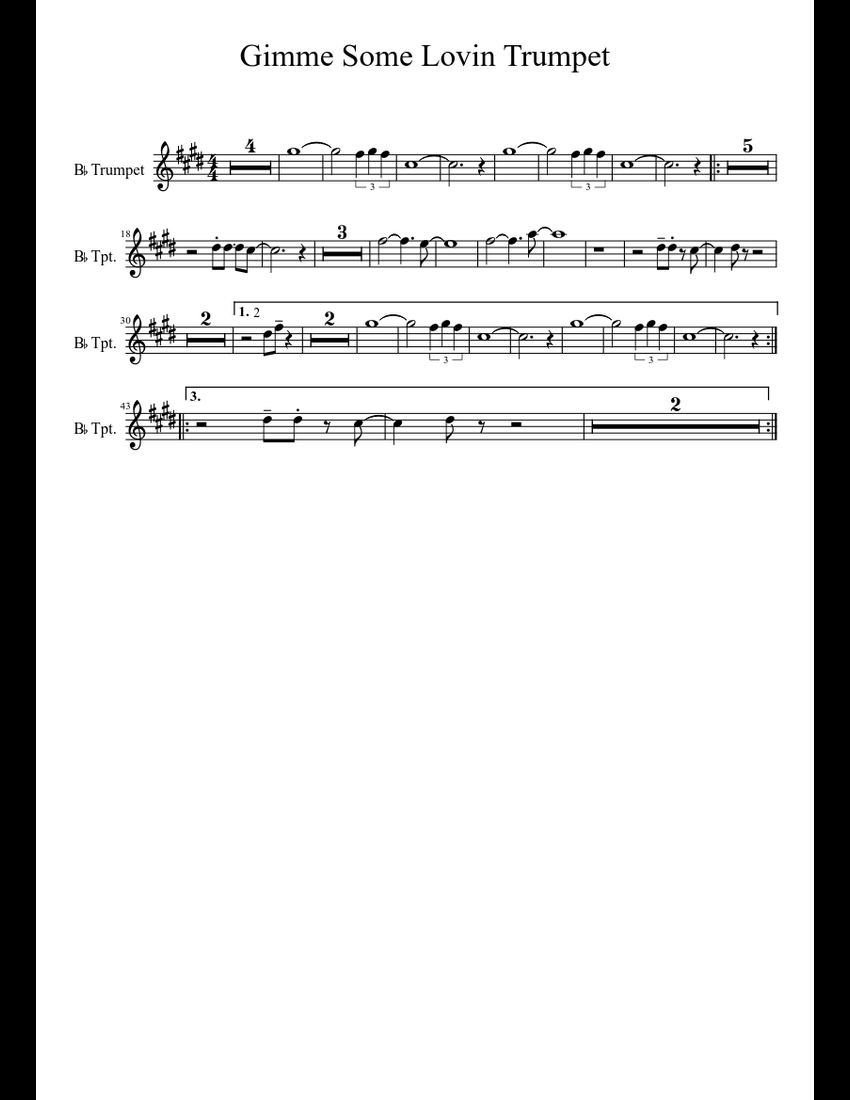 Gimme Some Lovin Trumpet sheet music download free in PDF or MIDI