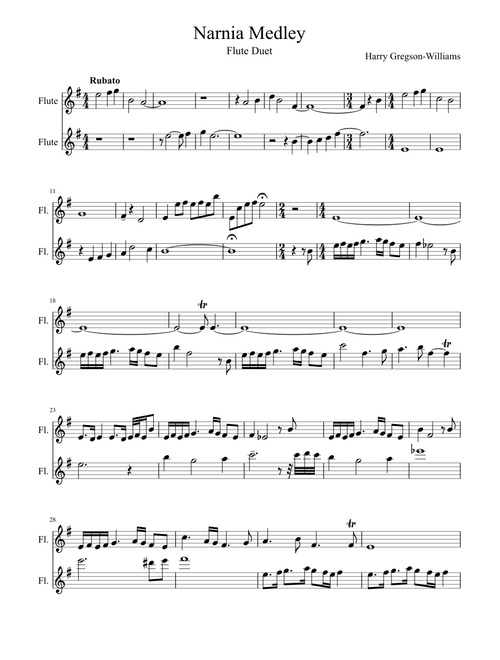 Narnia Medley Sheet music for Flute (Woodwind Duet) | Musescore.com