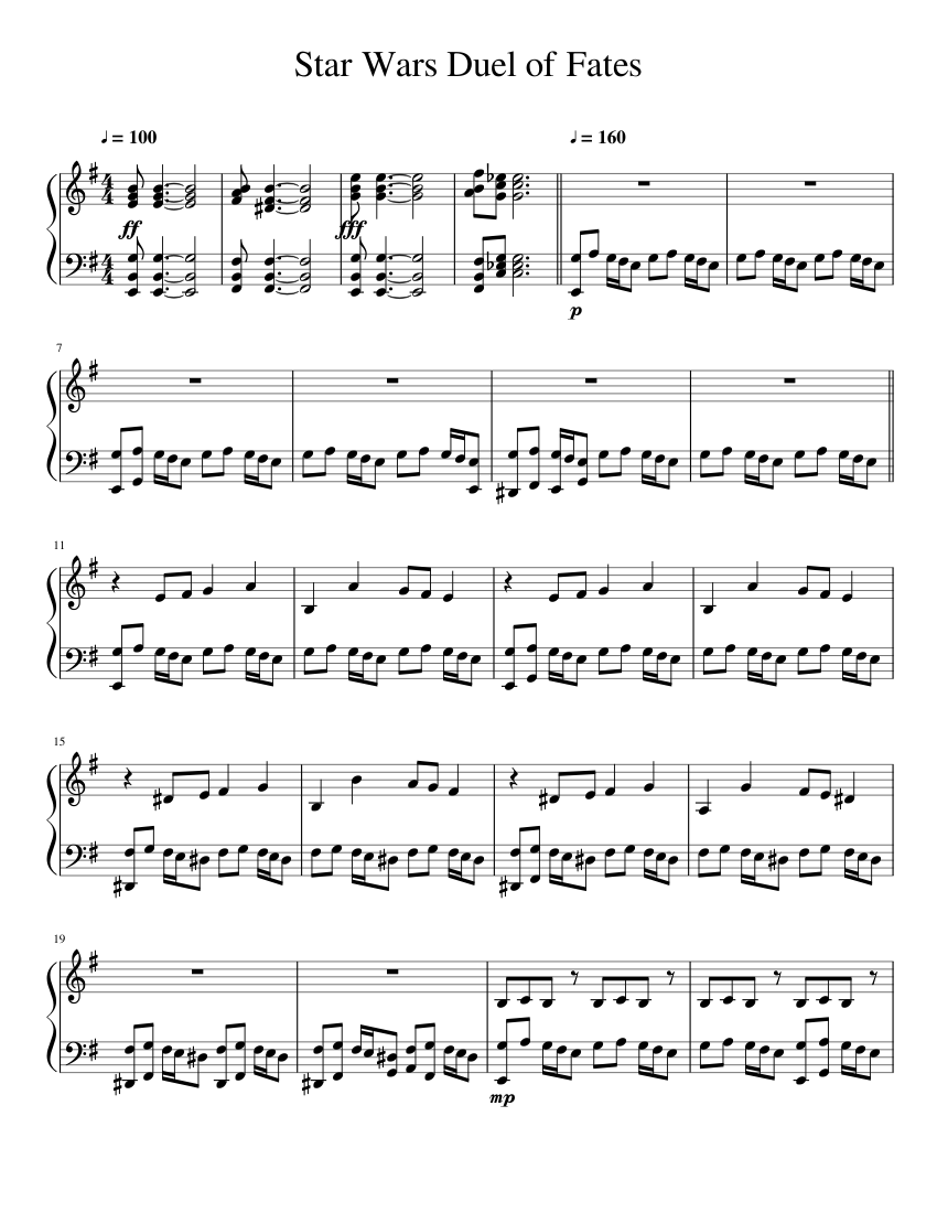 Star Wars Duel Of Fates Sheet Music For Piano Download Free In Pdf
