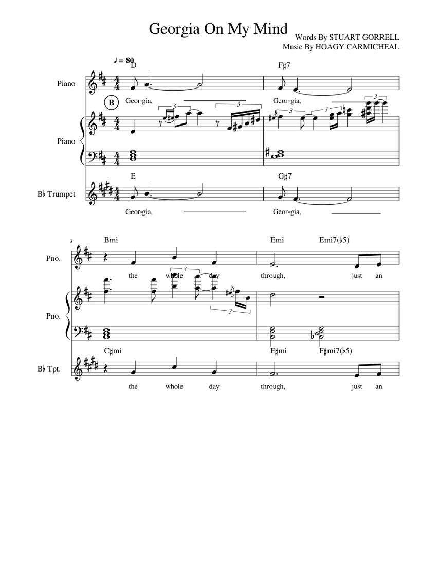 Georgia On My Mind Sheet music for Piano, Trumpet ...