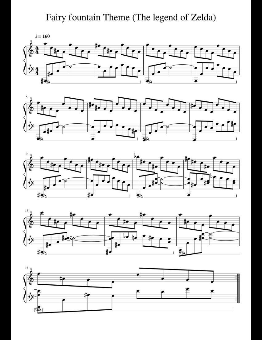 Fairy fountain Theme (The legend of Zelda) sheet music for Piano