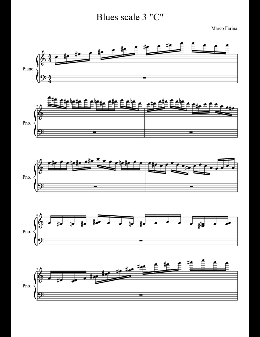 Blues scale 3 "C" sheet music for Piano download free in PDF or MIDI